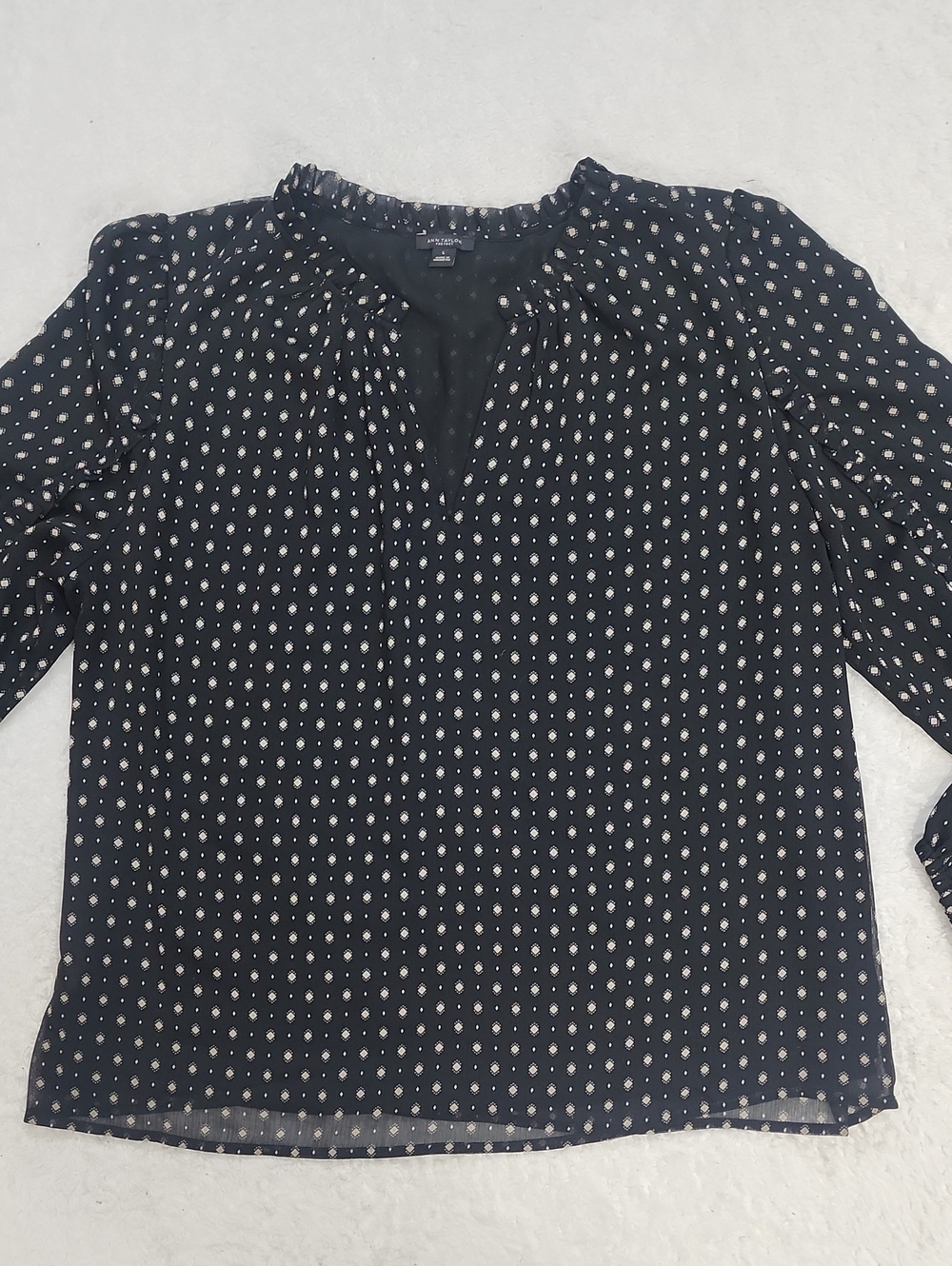 Ann Taylor Factory Ruffle V-Neck Long Sleeve Blouse